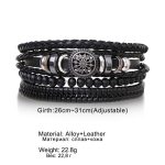 CONJUNTO DE PULSERAS DE CUERO CON DIJE DE SOL CELTA MARRON
