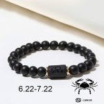 Pulsera del zodiaco de piedra de ónix negro para hombre y mujer