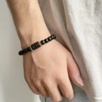 Pulsera del zodiaco de piedra de ónix negro para hombre y mujer