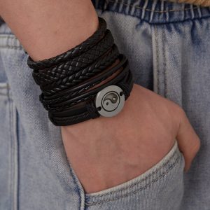 Conjunto de pulseras de cuero YIN YAN