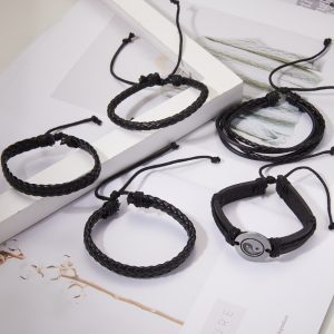 pulsera de cuero yin yan 2 Conjunto de pulseras de cuero YIN YAN