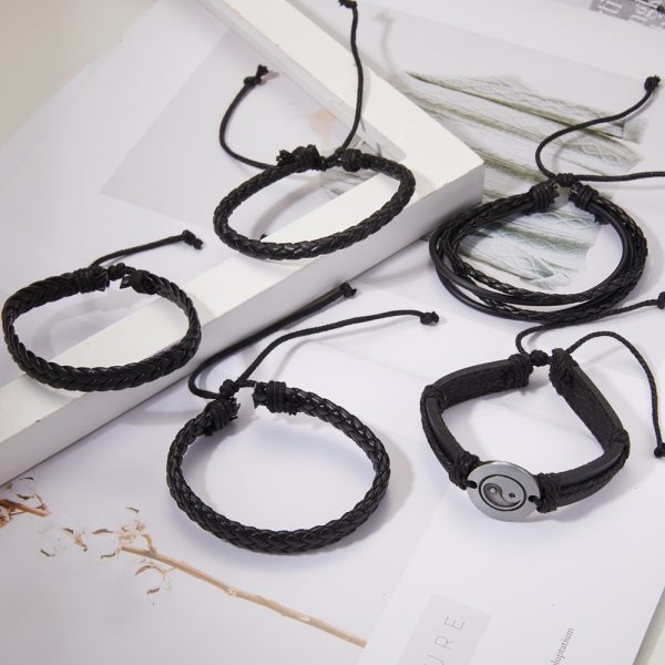 Conjunto de pulseras de cuero YIN YAN