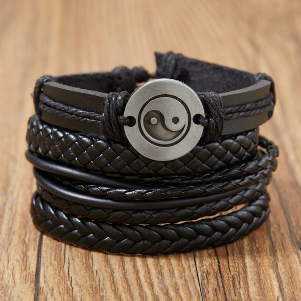 Conjunto de pulseras de cuero YIN YAN