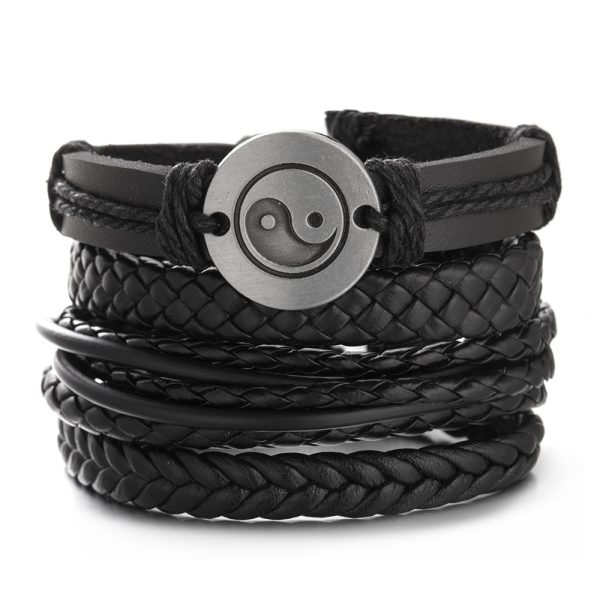 Conjunto de pulseras de cuero YIN YAN