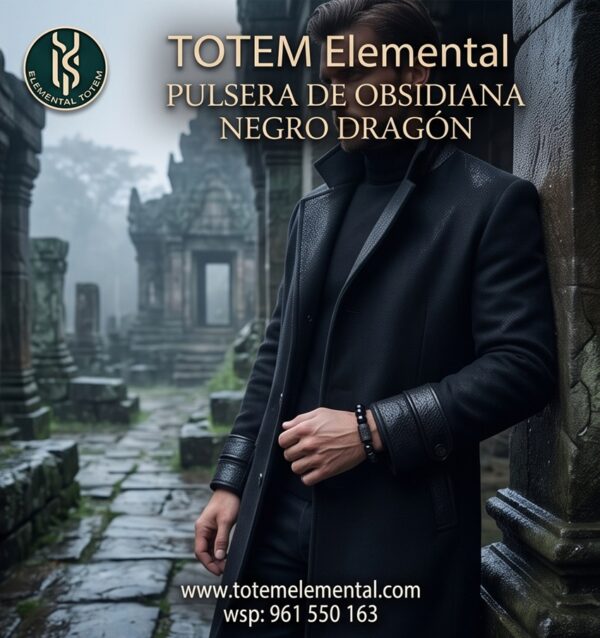 PULSERA DE OBSIDIANA NEGRO DRAGÓN