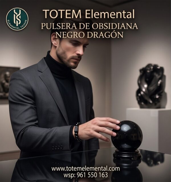 PULSERA DE OBSIDIANA NEGRO DRAGÓN