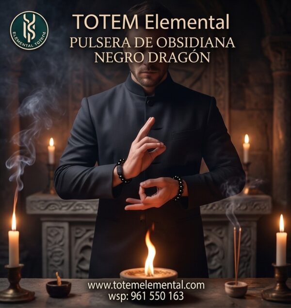 PULSERA DE OBSIDIANA NEGRO DRAGÓN