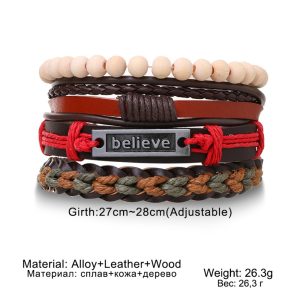 PULSERA believe4 Refuerza tu estilo y tu actitud con nuestra exclusiva Pulsera Multicapa “Believe”, un accesorio moderno que combina cuero premium, cuentas naturales y detalles en hilo rojo para atraer protección, confianza y buena energía.
