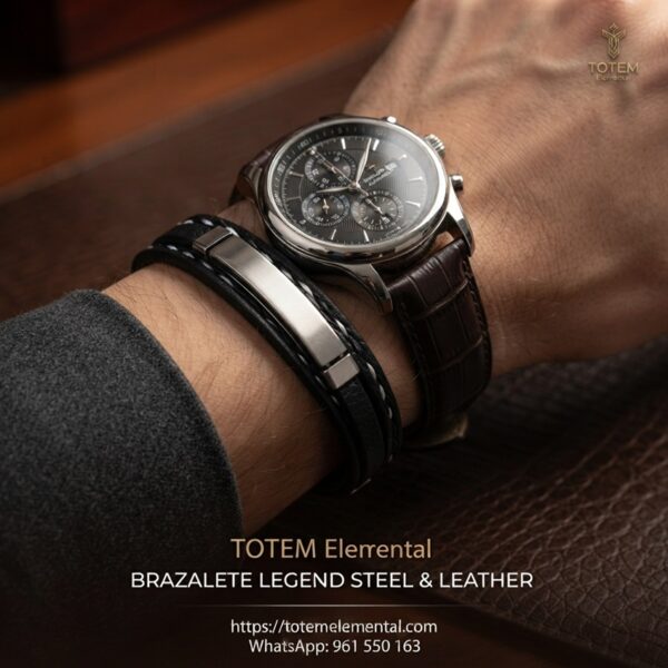 BRAZALETE LEGEND STEEL & LEATHER