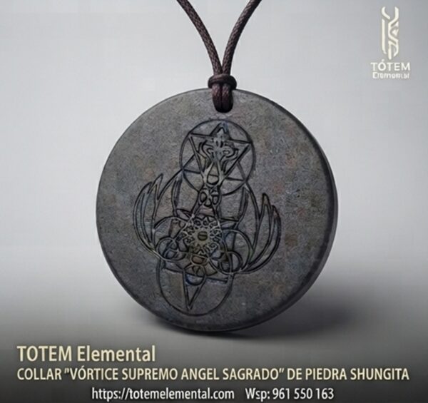 COLLAR “VÓRTICE SUPREMO ANGEL SAGRADO” SHUNGITA