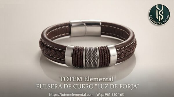 PULSERA DE BARRA DE CUERO LUZ DE FORJA