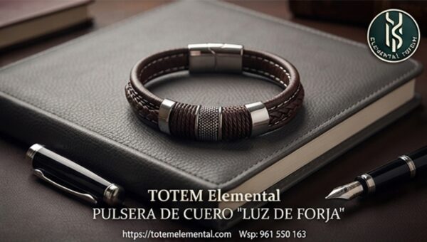PULSERA DE BARRA DE CUERO LUZ DE FORJA
