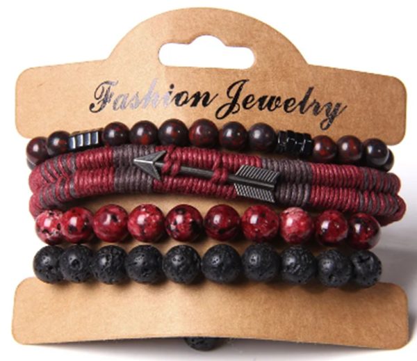 Eleva tu look con este set exclusivo de 4 pulseras que combinan carácter, energía y masculinidad en cada detalle. Incluye: ✔ Pulseras de piedras naturales en tonos rojo intenso y negro volcánico
