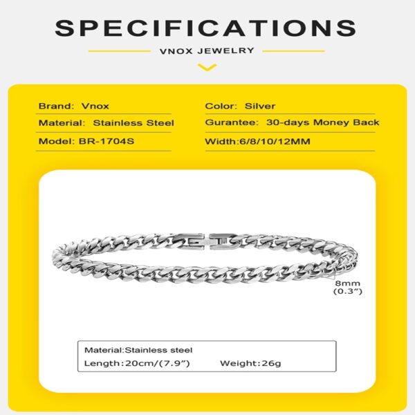 La Pulsera “Titanium Dominance” está diseñada para hombres que no buscan aprobación, sino respeto. Su estructura de cadena tipo cubana gruesa transmite una presencia imponente, sólida y segura, convirtiéndose en el accesorio perfecto para quienes quieren destacar sin decir una sola palabra.
