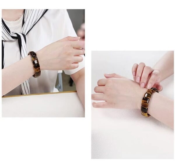 El Brazalete Trascendental rompe con lo convencional: hemos sustituido las esferas comunes por un diseño de bloques rectangulares pulidos, creando una estructura arquitectónica que proyecta una imagen de solidez, orden y sofisticación absoluta.