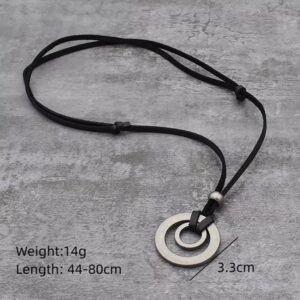 COLLAR DE CUERO Y DOBLE ARO METALICO