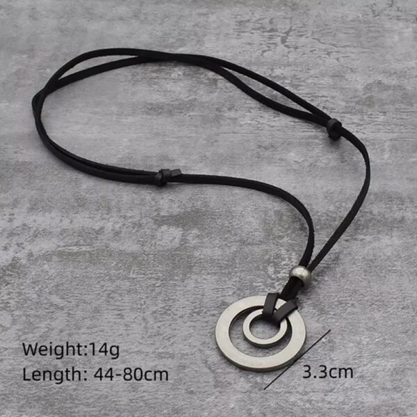 COLLAR DE CUERO Y DOBLE ARO METALICO