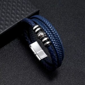 Eleva tu estilo con esta pulsera de cuero trenzado multicapa, un accesorio diseñado para hombres que quieren proyectar confianza, elegancia y personalidad en cada detalle.