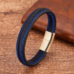 Pulsera de Cuero Trenzado Premium con Cierre Magnético de Acero