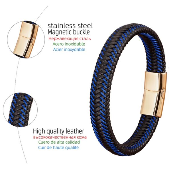 Pulsera de Cuero Trenzado Premium con Cierre Magnético de Acero