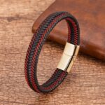 Pulsera de Cuero Trenzado Premium con Cierre Magnético de Acero