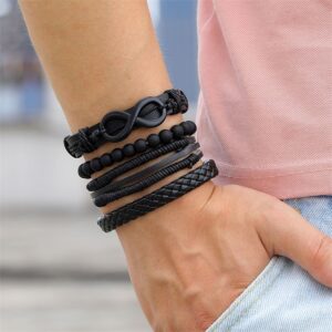 Esta elegante pulsera multicapa de cuero con símbolo infinito combina un diseño moderno con un significado profundo. El símbolo ∞ representa algo que no tiene principio ni final, y en joyería suele expresar amor eterno, amistad duradera y potencial ilimitado