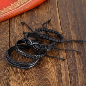 PULSERA DE CUERO INFINITO NEGRO7 Esta elegante pulsera multicapa de cuero con símbolo infinito combina un diseño moderno con un significado profundo. El símbolo ∞ representa algo que no tiene principio ni final, y en joyería suele expresar amor eterno, amistad duradera y potencial ilimitado