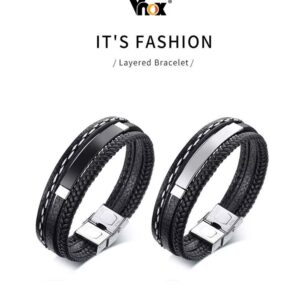 PULSERA DE CUERO TRES LINEAS ESCLAVA La Pulsera “Black Fusion Supreme” es la combinación perfecta entre elegancia, fuerza y modernidad. Diseñada para hombres que cuidan cada detalle, esta pieza fusiona múltiples texturas en un solo accesorio: cuero trenzado, acabado liso y detalles metálicos que crean un look sofisticado y dominante.