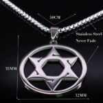 Collar de acero inoxidable con escudo de estrella de David para hombres y mujeres, collar con colgante de hexagrama de Color plateado,