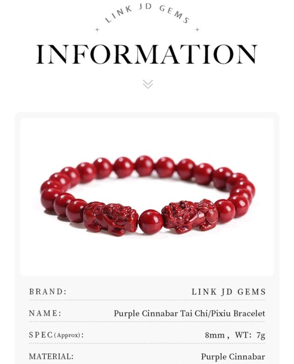 El intenso color rojo del cinabrio simboliza fortuna, vitalidad y protección. Cada cuenta ha sido diseñada para potenciar tu energía y ayudarte a mantener una vibración alta en tu día a día.