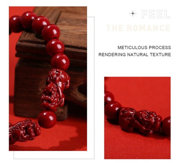 El intenso color rojo del cinabrio simboliza fortuna, vitalidad y protección. Cada cuenta ha sido diseñada para potenciar tu energía y ayudarte a mantener una vibración alta en tu día a día.