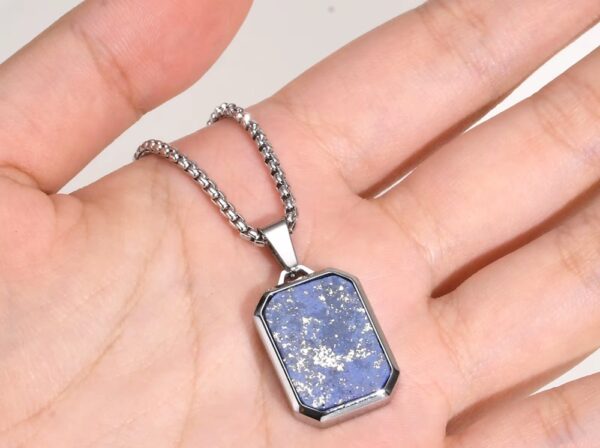 COLLAR ACERO Y OJO DE TIGRE LAPIZ LAZULI