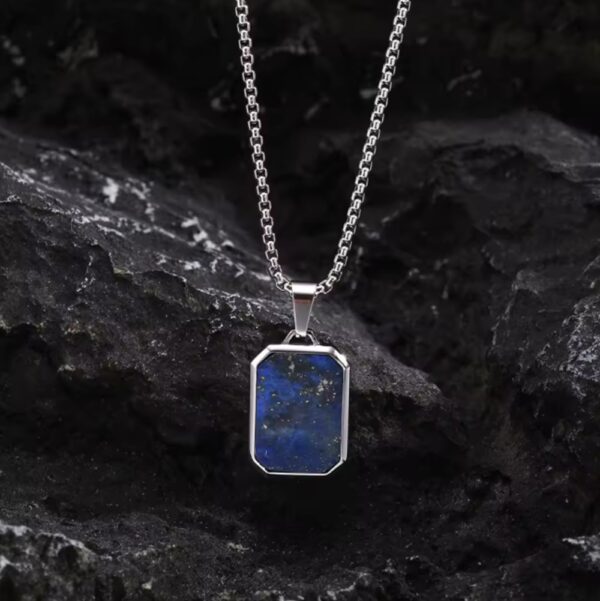 COLLAR ACERO Y OJO DE TIGRE LAPIZ LAZULI