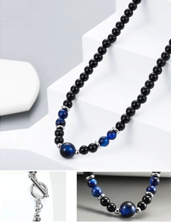 COLLAR DE CUENTAS DE ÓNIX Y OJO DE TIGRE✨