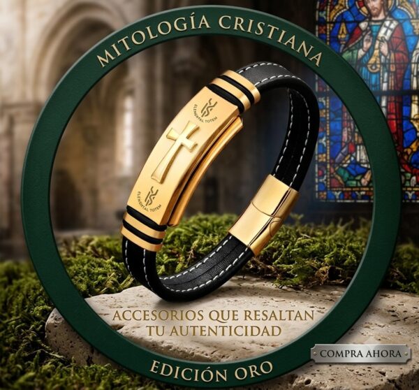 Pulsera Totem Crux, el Escudo Inquebrantable de Acero y Devoción que Define tu Autenticidad.