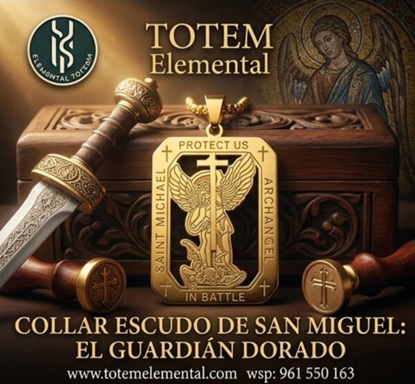 COLLAR ESCUDO DE SAN MIGUEL EL GUARDIÁN DORADO