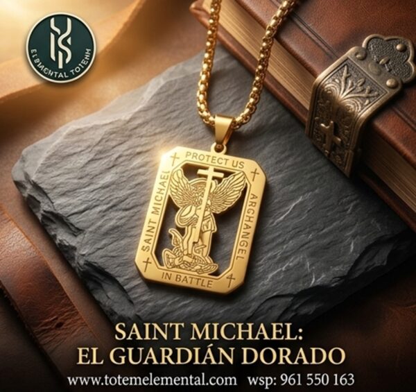 COLLAR ESCUDO DE SAN MIGUEL EL GUARDIÁN DORADO
