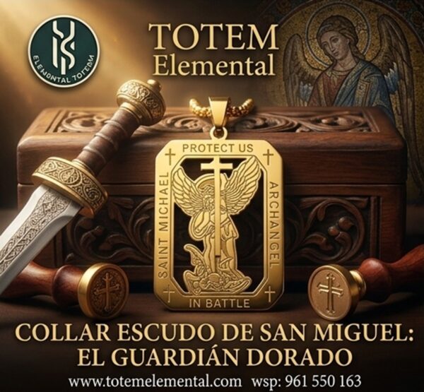 COLLAR ESCUDO DE SAN MIGUEL EL GUARDIÁN DORADO