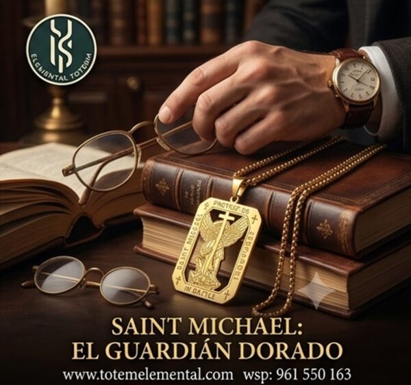 COLLAR ESCUDO DE SAN MIGUEL EL GUARDIÁN DORADO