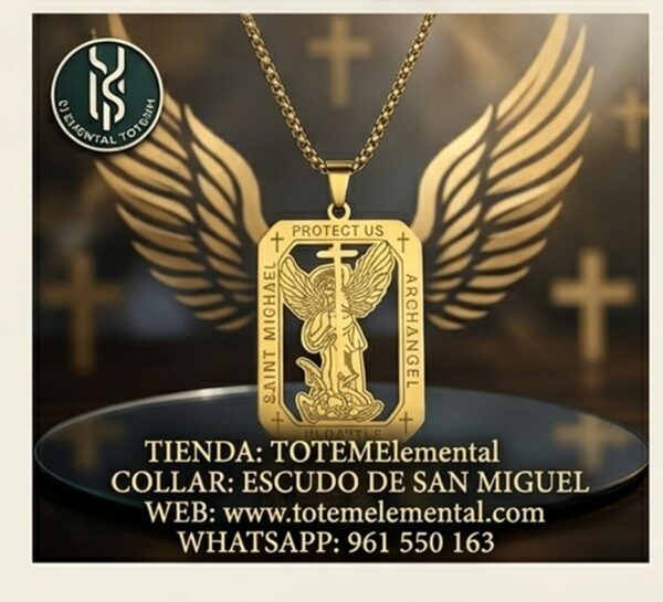 COLLAR ESCUDO DE SAN MIGUEL EL GUARDIÁN DORADO