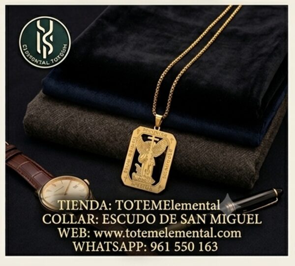 COLLAR ESCUDO DE SAN MIGUEL EL GUARDIÁN DORADO