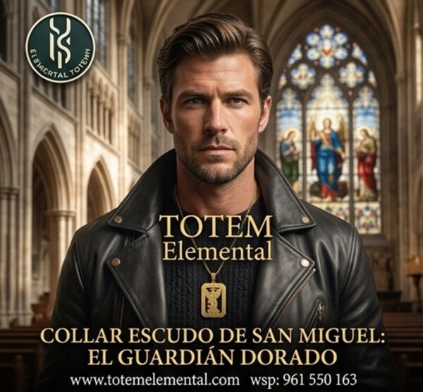 COLLAR ESCUDO DE SAN MIGUEL EL GUARDIÁN DORADO
